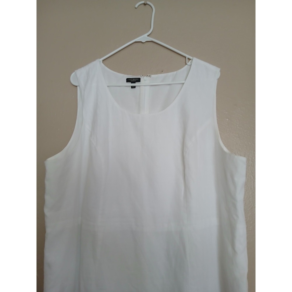 Talbots Dress 18w Petite Linen Embroidered Shift Resort Beach Cruise Bohemian - Picture 4 of 12